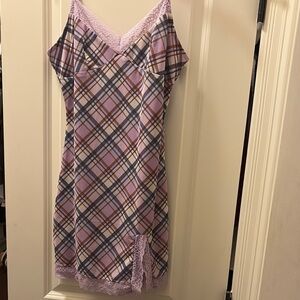Forever 21 Purple and Brown Mini Dress with Lace Trim